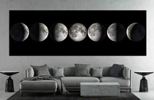 Celestial Tapestry Moon Phase Canvas Art for Lunar-Inspired Home Decor