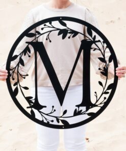Exquisite Metal Circle Monogram with Vines A Timeless Symbol of Love and Unity