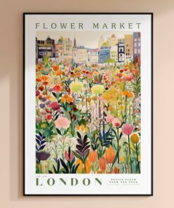 Vibrant London Flower Market Print Modern Botanical Wall Art for a Touch of Nature