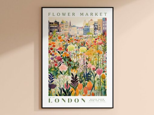 Vibrant London Flower Market Print Modern Botanical Wall Art for a Touch of Nature