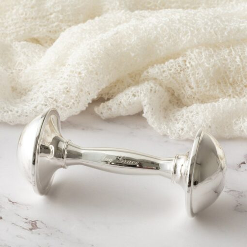 Engraved Silver-Plated Rattle A Cherished Keepsake for Your Little One's Special Day