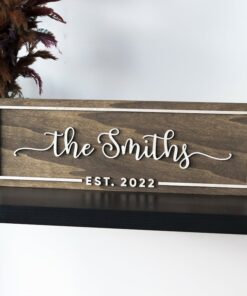 Personalized Family Name Sign Rustic Wood Decor for Weddings, Housewarmings, and Bridal Showers