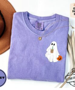 Hauntingly Cute Comfort Colors? Ghost Coffee Shirt for Spooky Coffee Lovers