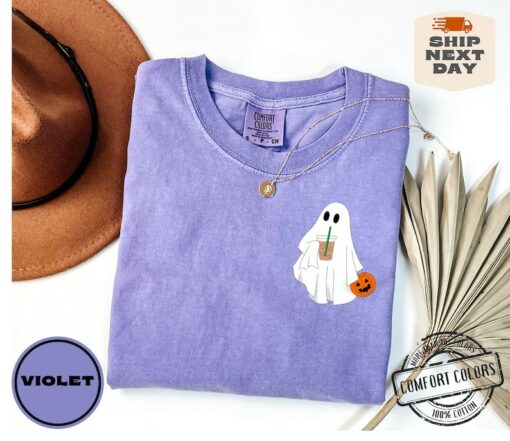 Hauntingly Cute Comfort Colors? Ghost Coffee Shirt for Spooky Coffee Lovers