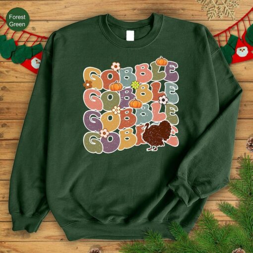 Gobble 'Til You Wobble The Ultimate Thanksgiving Sweatshirt for Family Festivities