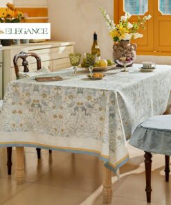 William Morris Blue Hand-Drawn Minimalist Forest Tablecloth Elevate Your Dining Experience with Rustic Charm
