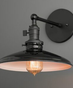 Industrial Chic Black Shade Wall Sconce for Bedside, Bathroom, and More (Model 2911)