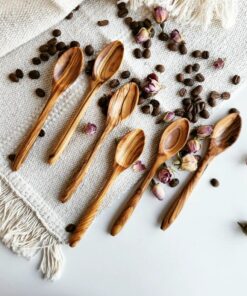 Exquisite Olive Wood Spoons Handcrafted 5.5" Non-Toxic Utensils for Coffee, Tea, and Sugar
