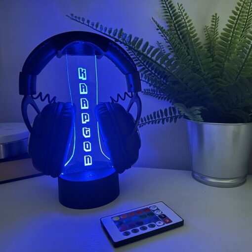Personalized Gamer's Haven Illuminate Your Gaming Zone with a Custom Headphone Stand and 3D Night Light