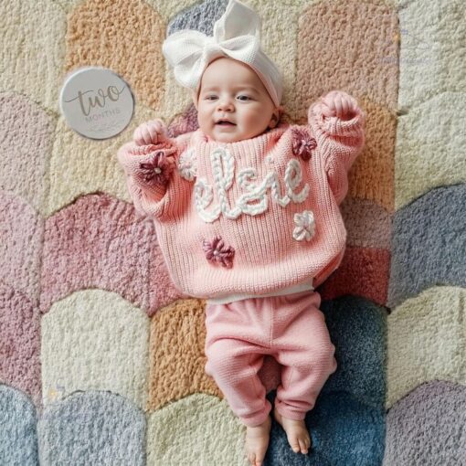 Personalized Baby Sweater Embroidered Name, Perfect for Baby Showers and Christmas