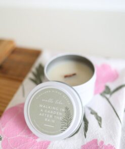 Immerse Yourself in Nature's Embrace Walking In A Garden After The Rain Candle Tin