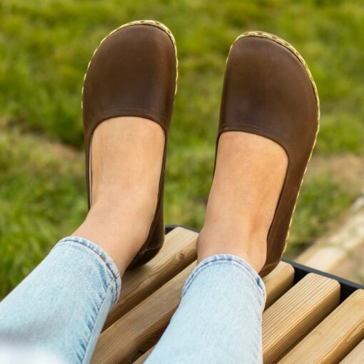 Barefoot Bliss Grounded in Comfort with Crazy Classic Brown Leather Shoes