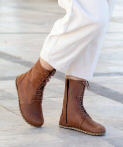 Earth Shoe Barefoot Boots | Grounding Copper Rivet | Crazy New Brown Leather Boots for Women