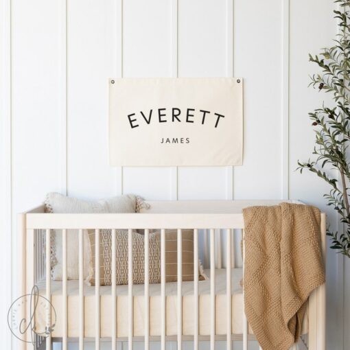 Personalized Canvas Name Flag Boho Nursery Decor for Your Little One's Special Space