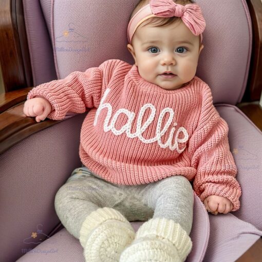 Personalized Hand Embroidered Baby Sweater A Cherished Keepsake for Your Little One