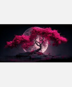 Japanese Cherry Blossom Serenade Under the Full Moon Enhance Your Space with Tranquil Elegance