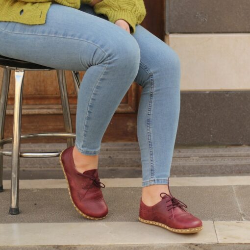 Grounding Barefoot Shoes for Women Embrace Nature's Embrace in Crazy Burgundy