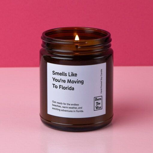 Personalized "Smells Like You're Moving to Florida" Soy Candle A Warm Welcome to Sunshine and New Beginnings