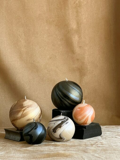 Celestial Glow Metallic Marble Sphere Candle
