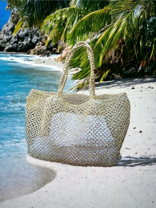 Shimmering Gold Raffia Tote The Perfect Beach Companion