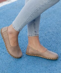 Beige Barefoot Bliss Embrace Comfort and Grounding with Crazy Vision's Leather Loafers