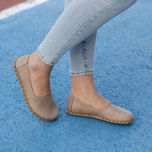 Beige Barefoot Bliss Embrace Comfort and Grounding with Crazy Vision's Leather Loafers