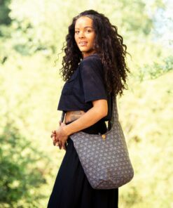 Sacred Geometry Shoulder Bag Eco-Friendly Cotton with Secure Zipper
