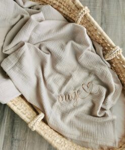 Personalized Muslin Baby Blanket Organic Cotton, Birth Blanket, Summer Blanket, Cuddly Gift