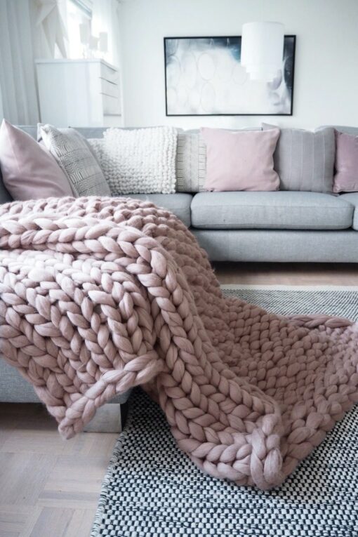 Cozy Haven Premium Organic Merino Wool Chunky Knit Blanket for Unparalleled Comfort