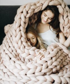 Organic Merino Wool Chunky Knit Blanket Luxurious Warmth, Anti-Allergic Comfort