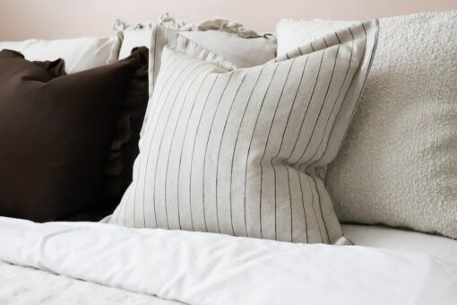 Luna Greige Stripe Cushion Elevate Your Home Decor with Timeless Elegance