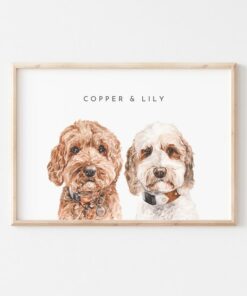 Personalized Watercolor Masterpiece Capture the Bond of Your Beloved Pets