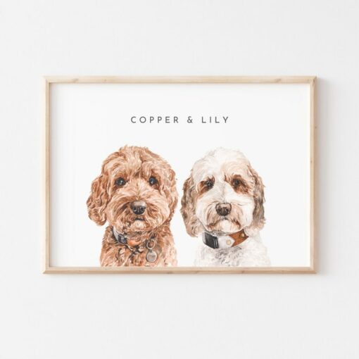 Personalized Watercolor Masterpiece Capture the Bond of Your Beloved Pets