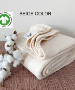 Organic Beige Gauze Throw Breathable, All-Season Comfort for Every Bed Size