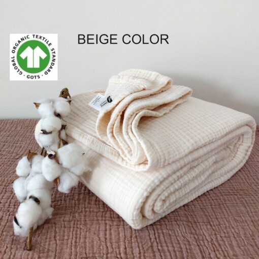 Organic Beige Gauze Throw Breathable, All-Season Comfort for Every Bed Size
