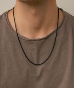 CaitlynMinimalist Men's Black Rolo Chain Necklace Timeless Everyday Jewelry for Him