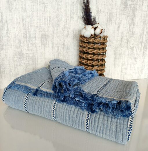 Organic Bohemian Striped Gauze Throw Blanket Breathable, Lightweight Comfort for All Sizes