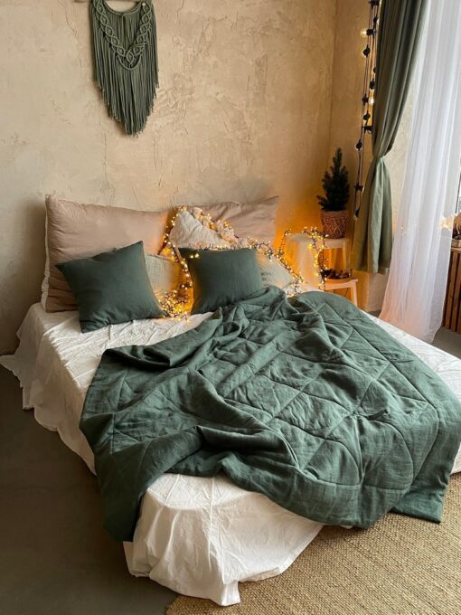 Bohemian Rhapsody Linen Bedspread Quilt, Throw Blanket, and Comforter for a Tranquil Bedroom Oasis
