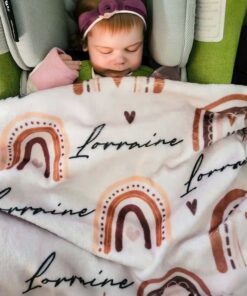 Personalized Rainbow and Heart Baby Blanket A Boho-Chic Keepsake for Your Little One