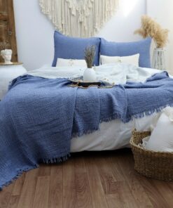 Organic Gauze Throw Blanket OEKO-TEX Certified, Breathable & Cozy for Queen/King Beds