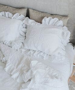 Luxurious Linen Pillowcase with Ruffle Organic, Stonewashed Softness for a Serene Sleep
