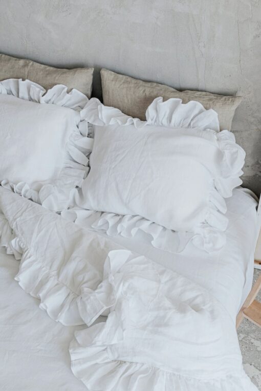 Luxurious Linen Pillowcase with Ruffle Organic, Stonewashed Softness for a Serene Sleep