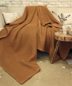 Cozy Haven Waffle Cotton Sofa Cover, Boho Blanket, and King-Size Bedspread