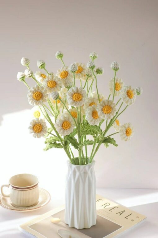 Handmade Crochet Daisy Flower A Personalized Gift for Teachers, Home Decor, and Desk Embellishment