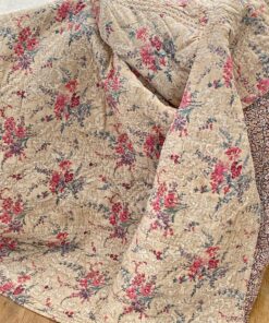 Antique French Chintz Quilt Handcrafted Elegance in Quilted Cotton
