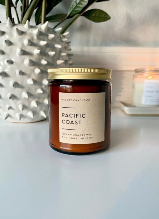 Pacific Coast Serenity Handcrafted Amber Candle in Eco-Friendly Jar