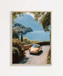 Vintage Porsche Art Print Retro Italian Oil Painting Poster for Car Aficionados