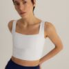 Sustainable Style Elevate Your Workouts with Our White ECONYL? Crop Top and Bra