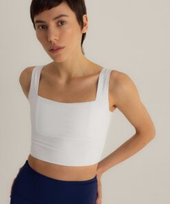 Sustainable Style Elevate Your Workouts with Our White ECONYL? Crop Top and Bra