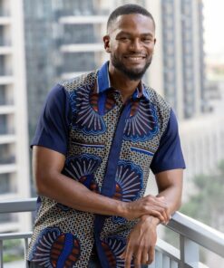Embrace Cultural Vibrance Zedi's Navy Men's African Print Cotton Ankara Shirt